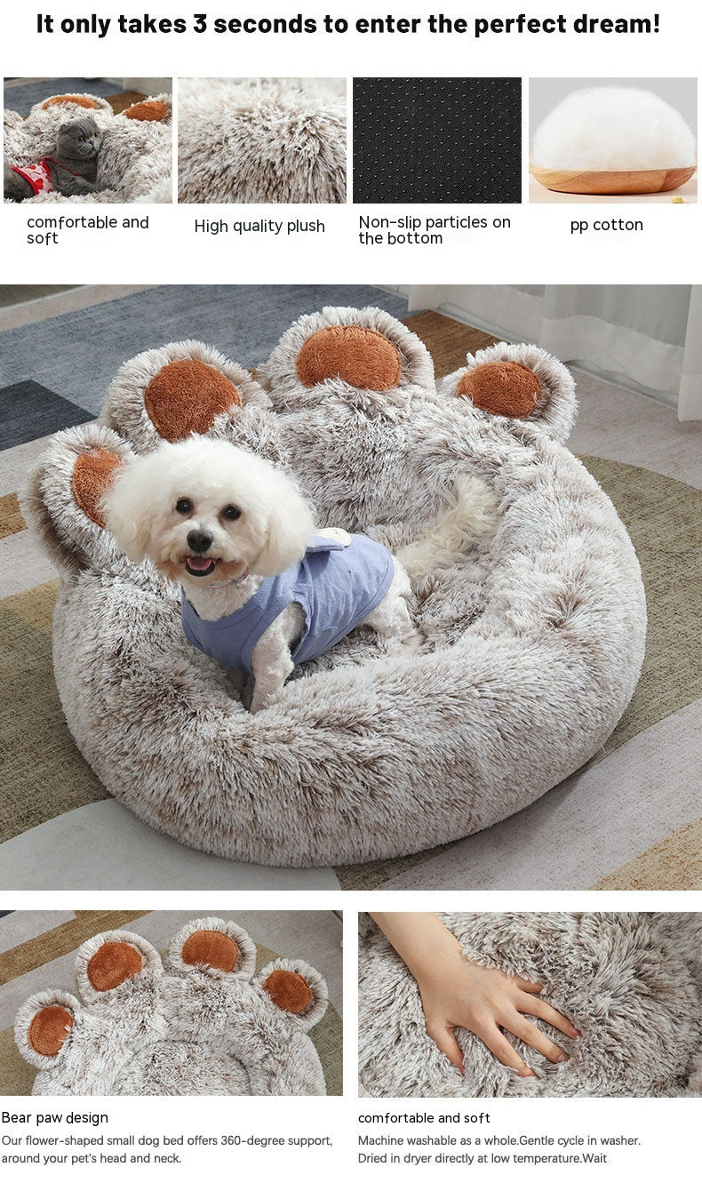 Non-slip base of the fluffy calming dog bed