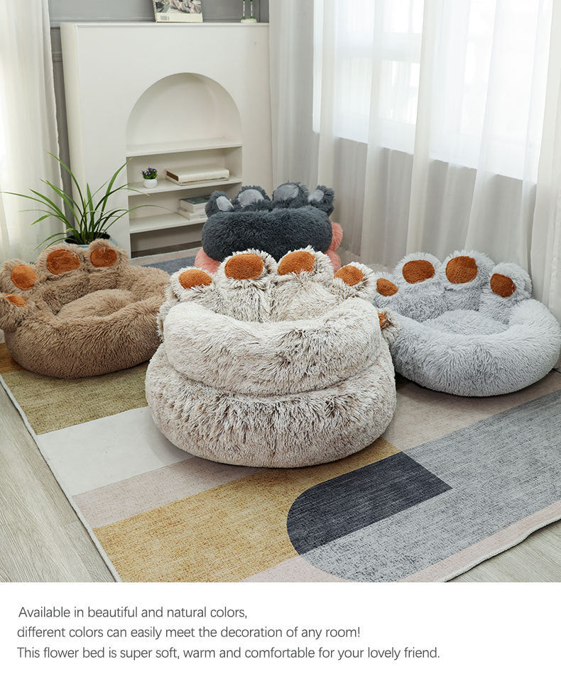 Machine washable plush dog bed for winter comfort