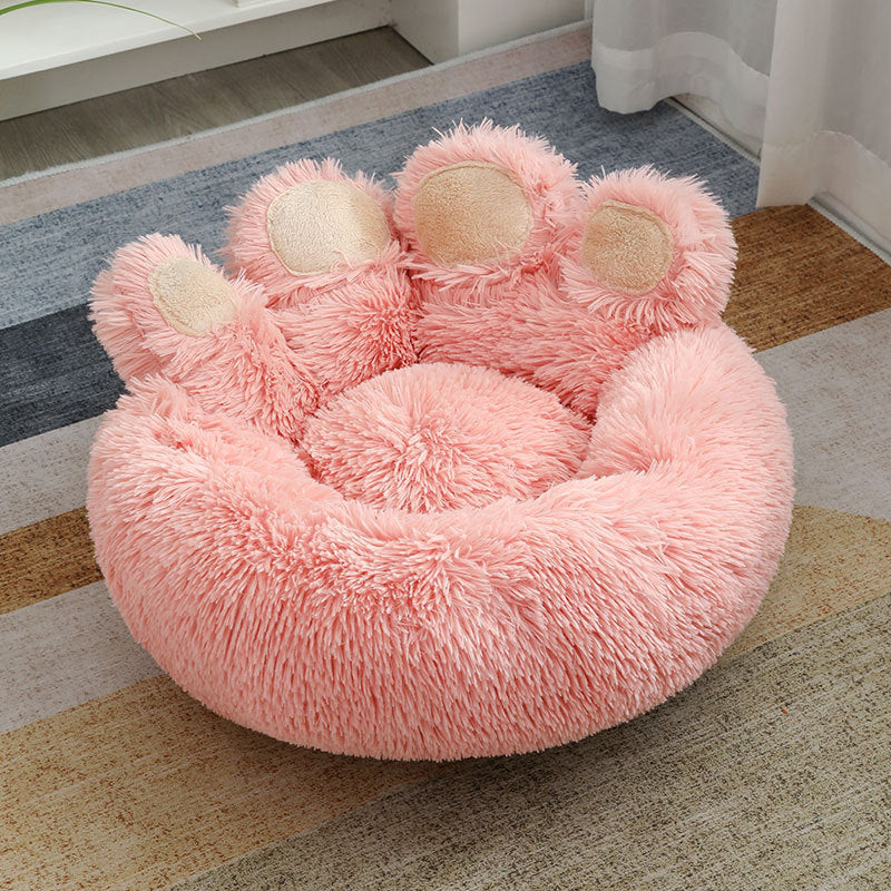 Fluffy calming plush cave bed for dogs - main view
